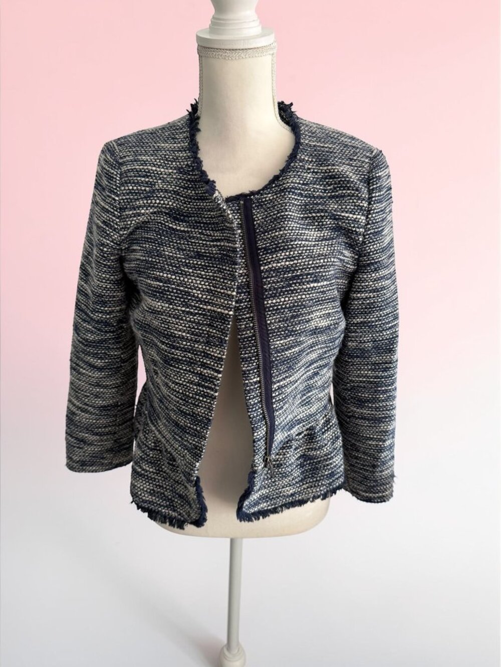 JOIE Navy Blue Boucle Blazer Jacket Size Small